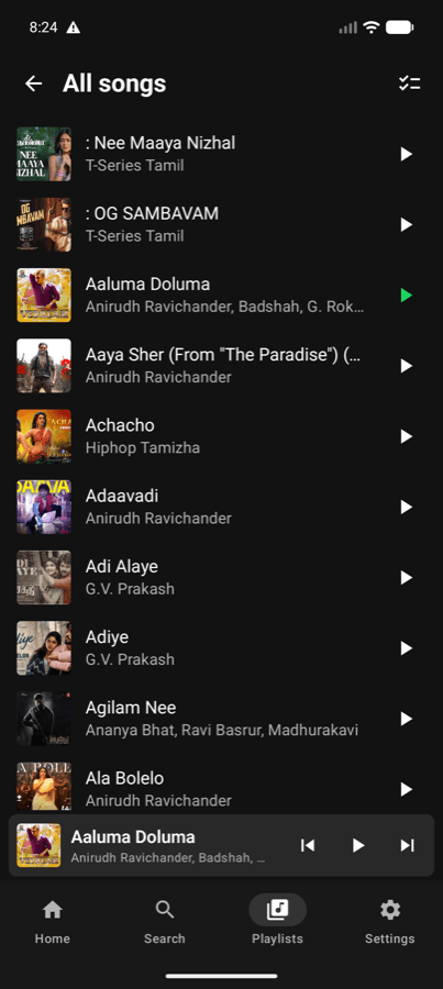 All songs list