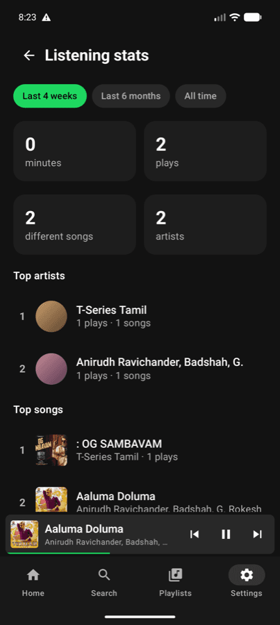 Listening stats
